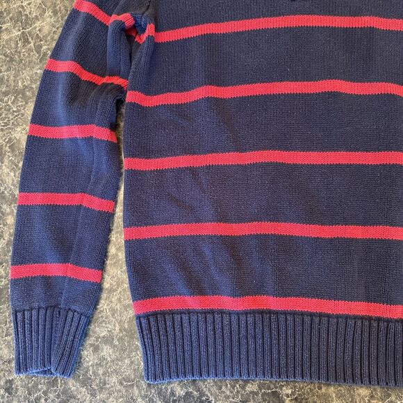 Polo‎ Ralph Lauren Sz XL Quarter Zip Blue Red Stripe 100% Cotton - Picture 5 of 11